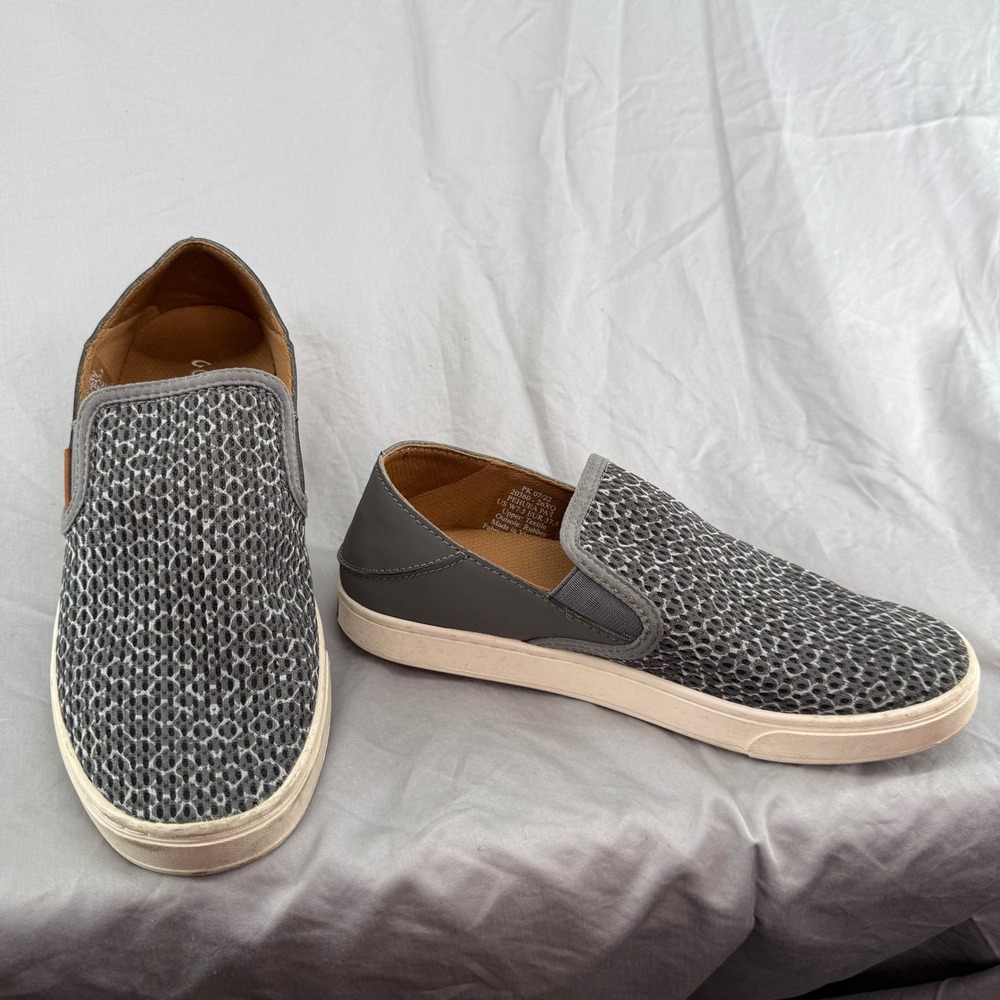 OluKai Pehuea Pa'i Grey Mesh Slip On Sneakers Womens 7.5 20360-26XQ